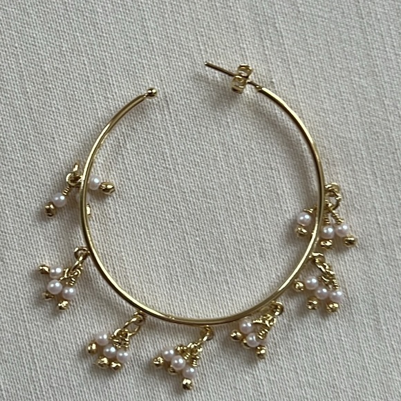 Tabandeh Gold Pearl Hoop Earrings - Picture 3 of 3